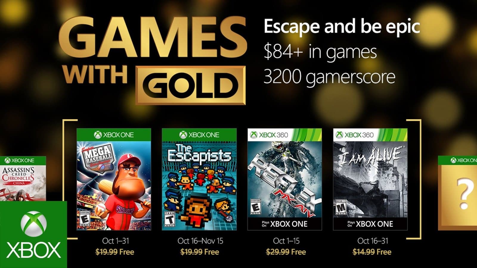 Ya tenemos los juegos que vendrán gratis en Octubre para Xbox