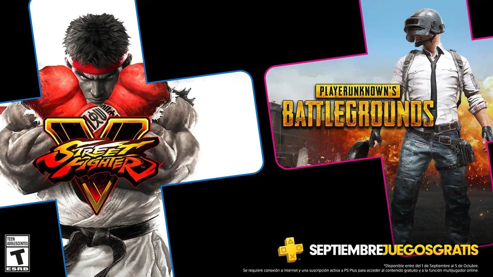 Street Fighter V y PUBG son los juegos de PS Plus para septiembre