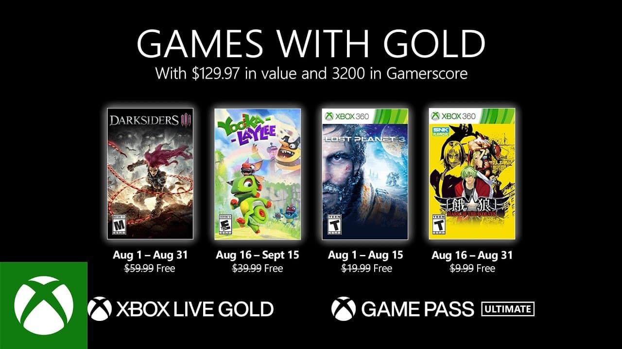 Estos son los Games with Gold de agosto 2021