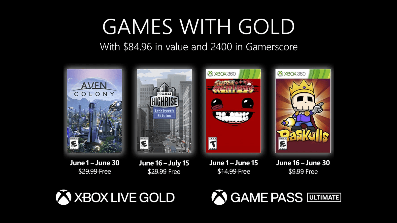 Estos son los Games with Gold para el mes de junio 2022